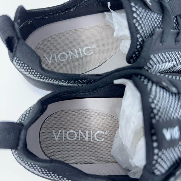 Vionic Womens Lenora Walking Shoes Black White Lace Up Low Top 7.5 Wide - Picture 11 of 12
